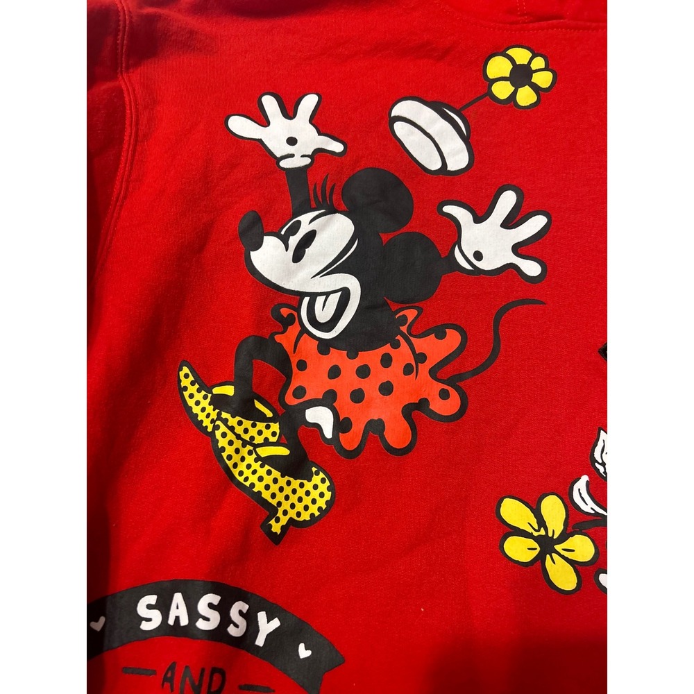 Disney 100 Minnie Mouse Red Hoodie Sweatshirt Sassy and Sweet Small - Picture 2 of 6